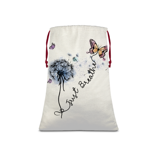 Just Breathe Butterfly Sublimation Linen Drawstring Sack