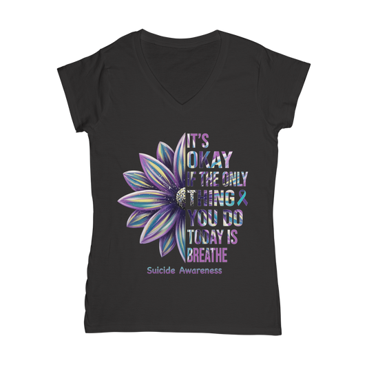 Today Just Breathe Classic Women's V-Neck T-Shirt