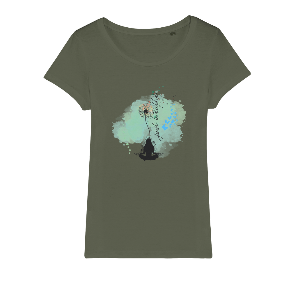 Just Breathe - Green Dandelion Organic Jersey Womens T-Shirt