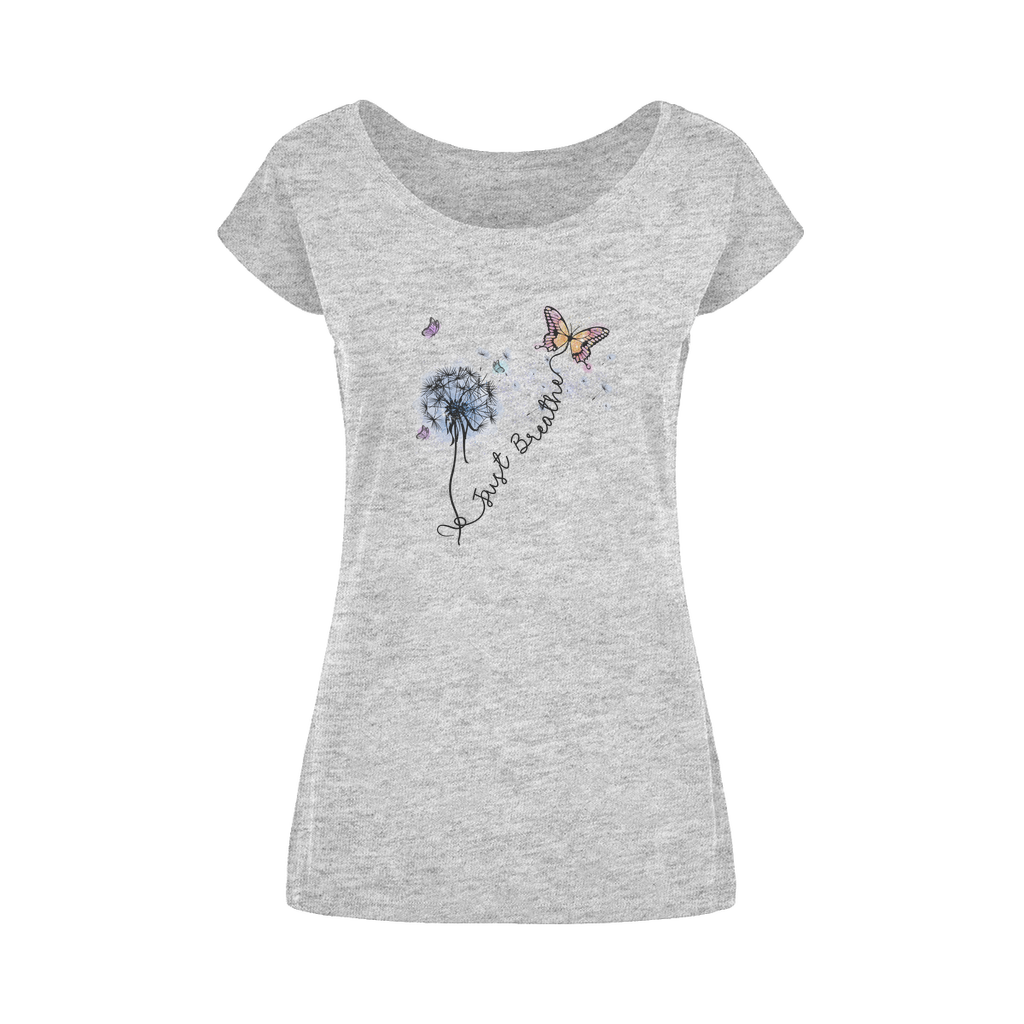 Just Breathe Butterfly Wide Neck Womens T-Shirt XS-5XL