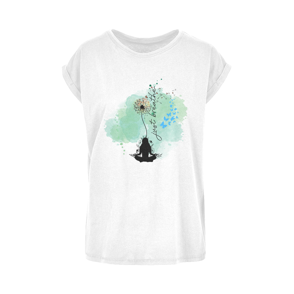 Just Breathe - Green Dandelion Women's Extended Shoulder T-Shirt XS-5XL