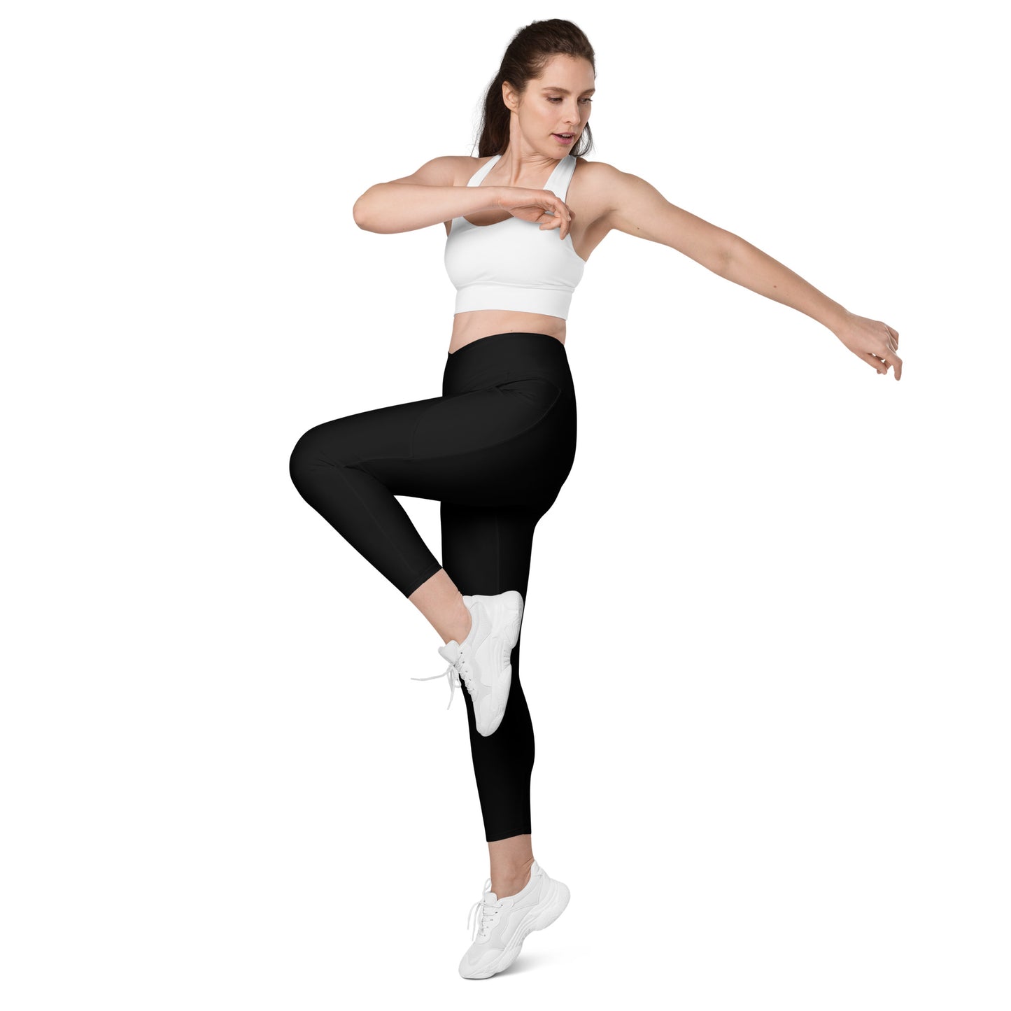 Crossover front leggings with pockets