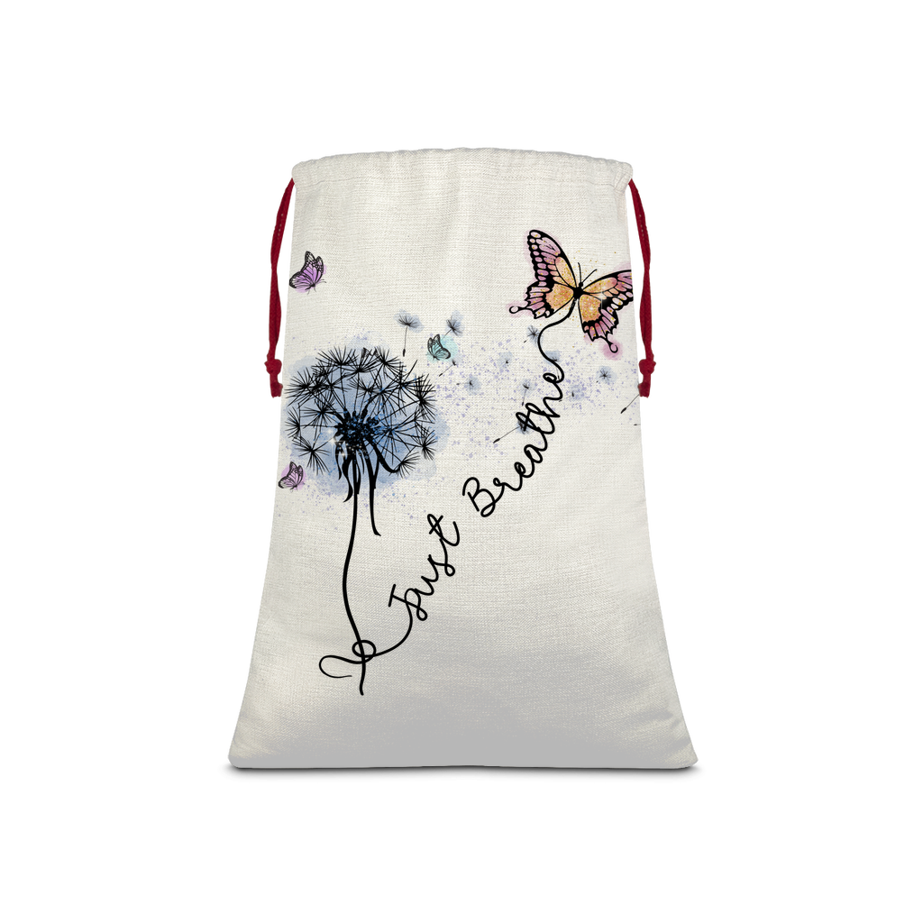 Just Breathe Butterfly Sublimation Linen Drawstring Sack