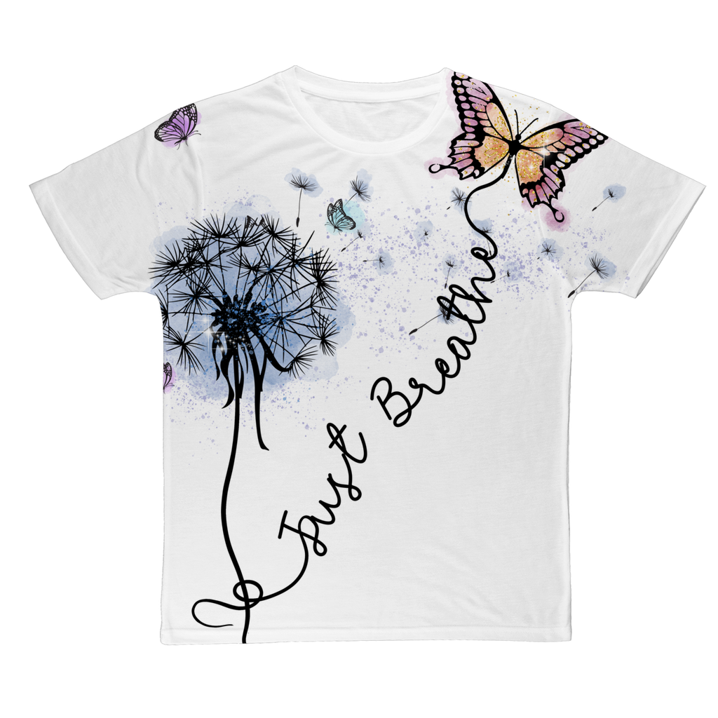 Just Breathe Butterfly Classic Sublimation Adult T-Shirt