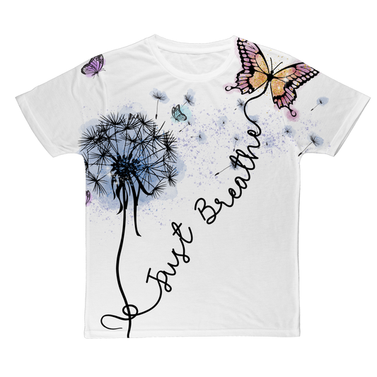 Just Breathe Butterfly Classic Sublimation Adult T-Shirt
