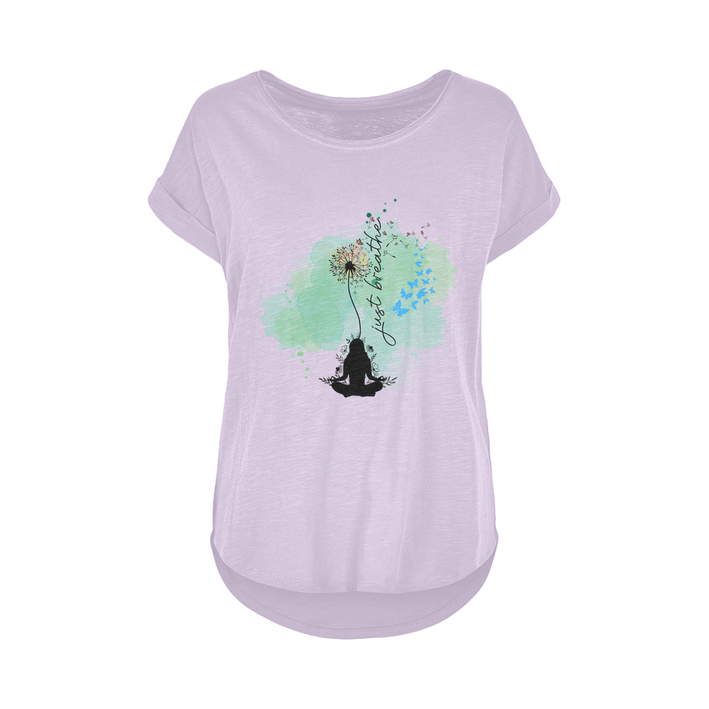 Just Breathe - Green Dandelion Women's Long Slub T-Shirt XS-5XL