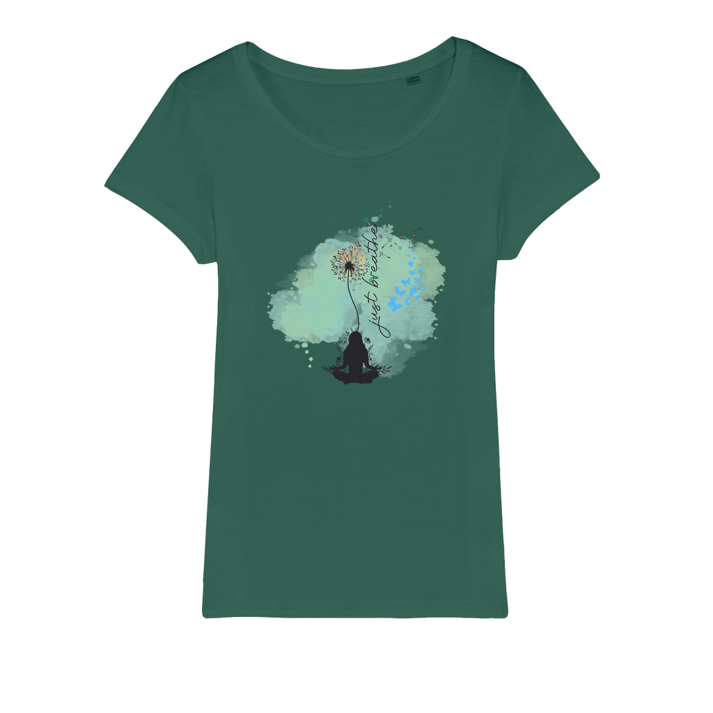 Just Breathe - Green Dandelion Organic Jersey Womens T-Shirt