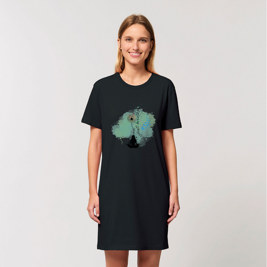 Just Breathe - Green Dandelion Organic T-Shirt Dress
