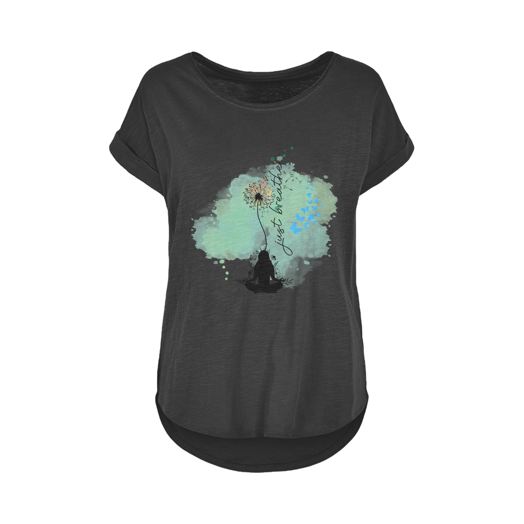 Just Breathe - Green Dandelion Women's Long Slub T-Shirt XS-5XL